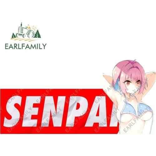 EARLFAMILY 13cm x 6.2cm for Senpai Sexy Waifu Car Stickers Car Styling Decal Funny Campervan Anime Decals Waterproof Sunscreen