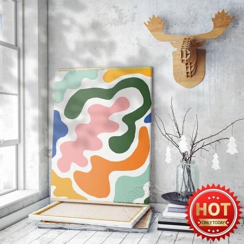 Colourful Dairy Cow Pattern Art Poster, Vintage Abstrace Canvas Painting Prints, Living Room Home Decor Wall Picture, Wall Art