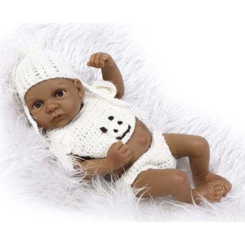 28cm Mini Reborn Baby Doll Kids Shower Toys Full Silicone Black Skin Doll Girl Boy Gifts Reborn Babies Black Boys Sleeping Toys