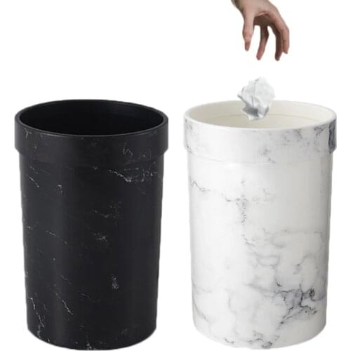 Marble Pattern Trash Cans Bedroom Trash Can Living Room Waste Bin Office Garbage Bucket Without Lid European Style brightly