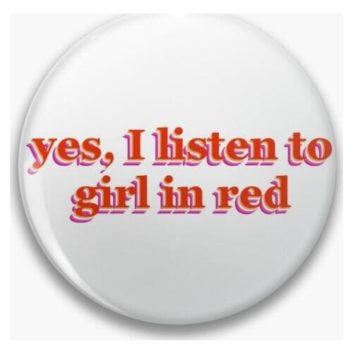 Yes I Listen To Girl In Red Soft Button Pin Gift Clothes Creative Funny Lapel Pin Lover Badge Brooch Decor Women Collar Metal