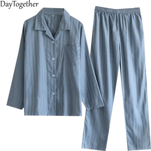 The new spring and summer ms pale blue cotton pajamas thin section day silk cotton breathable leisurewear suit daily life