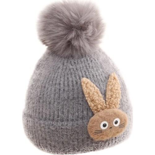 New Baby Knitted Hat Fashion Boys Girls Autumn Winter Outdoor Windproof Hairball Cap For Baby Lovely Keep Warm Wool Hats TG0171