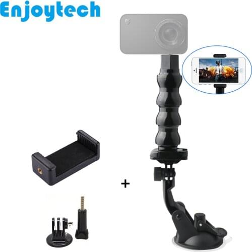 New Mini Flexible Monopod with Suction Base for Gopro Hero SJcam Cameras Octopus Frames with Clip Phone Holder for Phones