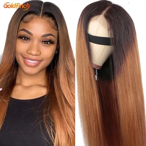 Ombre Human hair Wig Glueless T1B/30 2 Tone Color ombre blonde lace front wig human hair Brazilian Straight Wig Bleached Knots