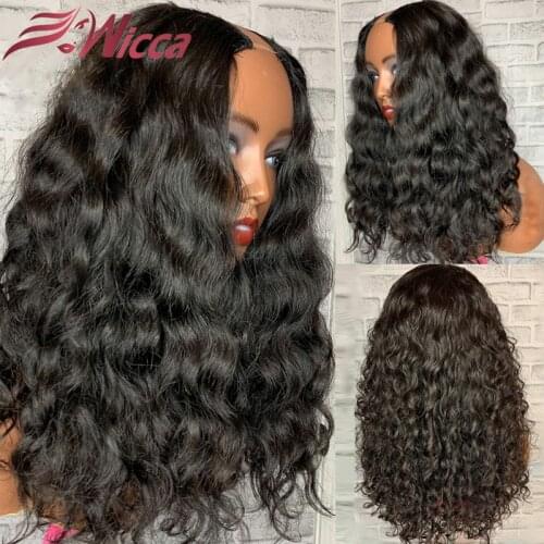 Natural Color Curly U Part Wig Brazilian Curly Human Hair U Part Wigs 150% Deep Wave Wig for Women Glueless Full Machine Wig