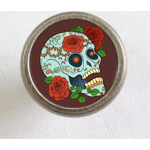 Drawer Knobs Pulls Handles Green Skull / Kitchen Cabinet Knobs Handle Pull /Dresser Knobs Furniture Hardware