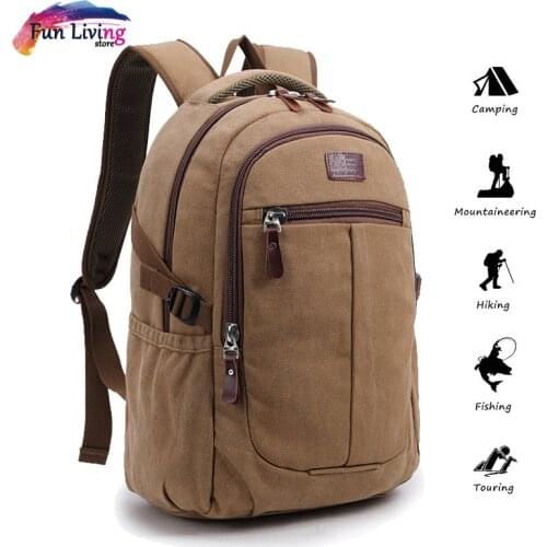 Men Womens Backpack Vintage Sports Bag Canvas Laptop Backpack Travel Daypack With USB Charging Port Student Rucksack 3 Colors