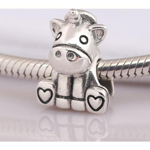 Authentic S925 Bead DIY Jewelry The Unicorn Charms fit Lady Bracelet Bangle Cartoon Animal Charm