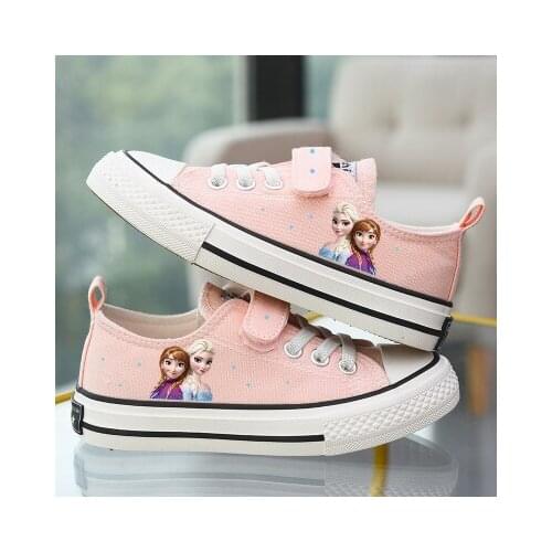 Disney Cartoon girls frozen canvas shoes Sophia shoelace soft casual shoes Europe size 24-36