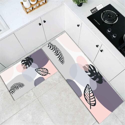 Nordic Geometric Leaf Mats For Home Entrance Pink Blue Bedside Mat For Girl Room Kitchen Mat Set House Floor Mat Bathroom Mat