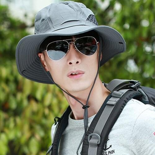 Men Fishing Hat Bucket Summer Sun UV Protection Long Large Sun Hat Wide Brim Mesh Women Hiking Outdoor Beach Cap