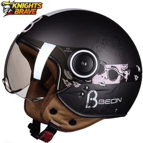 Casco Moto 3/4 Open Face Vintage Motorcycle Helmet Retro Moto Helmet Scooter Motorbike Riding Helmet For Men And Women