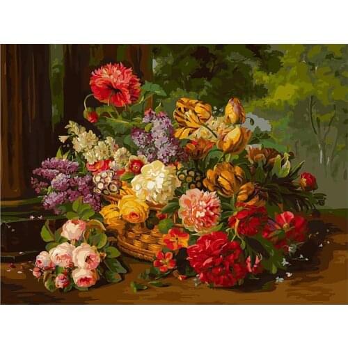 Flowers European Style Pre-Printed 11CT Cross Stitch Full Kit Embroidery DMC Threads Handicraft Handiwork Craft Hobby Mulina
