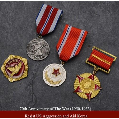 Top Quality 70th Anniversary Of The War Resist US Aggression And Aid Korea (1950-1953) Badge Chairman Mao Long Live Peace Medal
