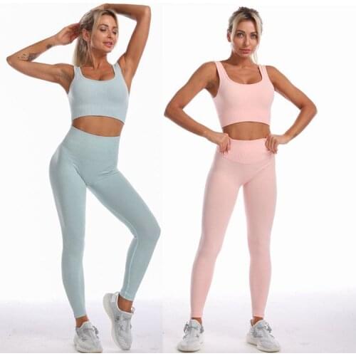 Woman Sportwear Yoga Set Seamless Gym Set Crop Top Bra Pad Elastic High Waist Yoga Pant Yoga Outfit Fitness Set Gym Clothing