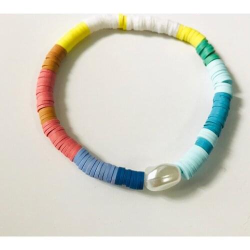 Bohemian Colored Silicone Bracelet For Women Fashion Rainbow Bangle Handmade Natural Freshwater Pearl Elastic Arm Accessory 2020