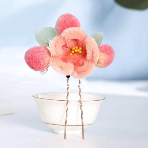 1 PC Peach Plate Hairpins For Girl Lovely Tiara Hair Accessories Party Peach Blossom Hair Clips Women Kids Jewelry Decoration