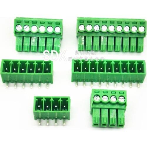 10 Pair 3.5MM Terminal Block PCB Pluggable Connectors 2/3/4/5/6/7/8/9/10P Right Angle KF15EDG-3.5 Green RoHSr