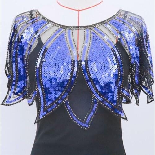 1920s Shawl Wraps Sequin Beaded Evening Cape Bridal Shawl Bolero Flapper Cover Up Temperament Fashion Sequins 8630