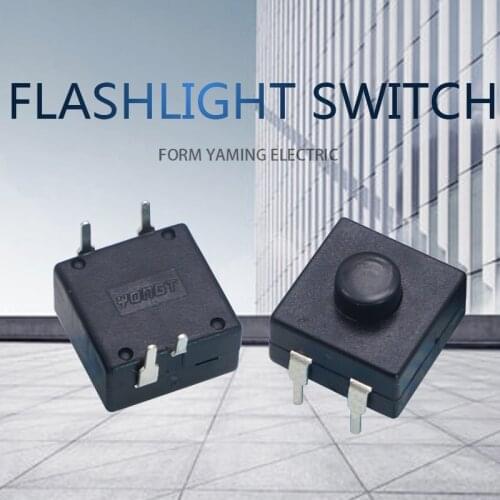 20pcs Flashlight Switch Four Foot 4 Pins Two Open One Close Key Black Push Button Switches