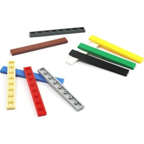 25/50pcs MOC Blocks Flat Tiles 1x8 with Groove Building Blocks DIY Tank Parts Creative Toys For Kids Selflock Blocks Tiles 4162