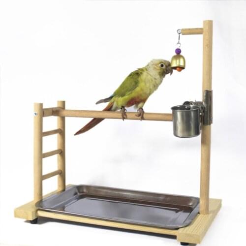39*36*23cm Bird Perches Parrot Playground Feeder Tray Parrot Bell Tabletop Parrot Playstand For Conure Cockatiel Parakeet Finch