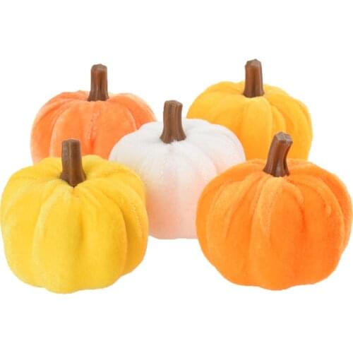 5PCS Festive Decoration Props Halloween Super Soft Pumpkins Handmade Holiday 5 Colors Thanksgiving Harvest Ornaments