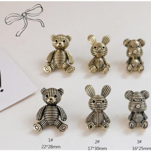6pcs Korean cute cartoon Stud Earrings For Women bunny teddy bear ancient golden ladies jewelry earrings material accessories