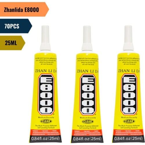 70PCS Zhanlida E8000 25ML Clear Contact LCD Frame Repair Adhesive Multipurpose DIY Ceramic Glue With Precision Applicator Tip