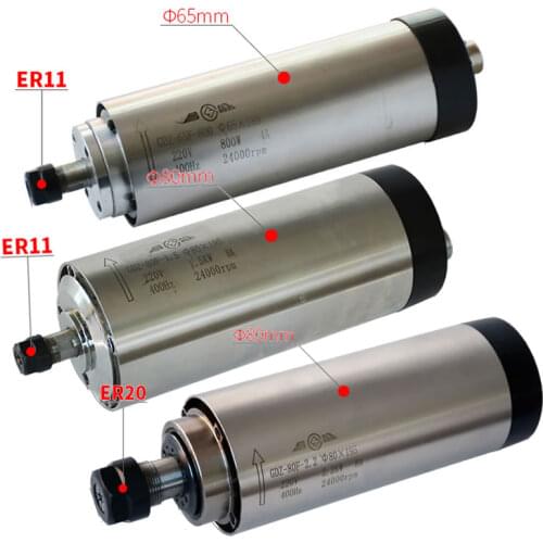 800W 1500W 2200W CNC Spindle Motor 220V Air Cooled Milling Machine Z Axis Shaft 1.5KW 2.2KW 65mm 80mm Diameter ER11 Collet Chuck
