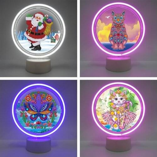 DIY Special shaped Christmas Diamond Painting 5D Led Neon Lights Diamond Embroidery Painting With Diamonds Home Decor