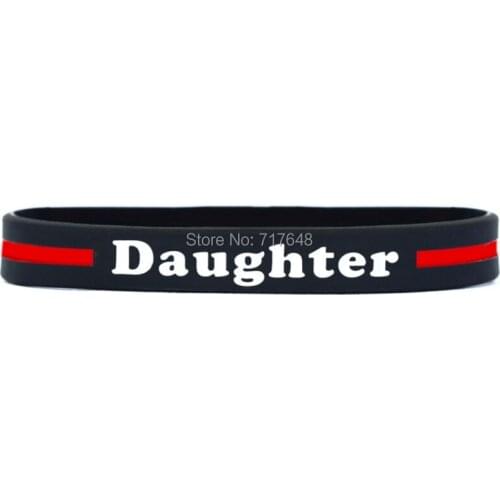 100pcs Inspirational Family Daughter Thin Red Line wristband silicone bracelets free shipping by ePacket A