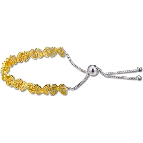 100% 925 Sterling Silver Jewelry Shine Openwork Butterflies Sliding Bracelets For Women Wholesales Free Shipping