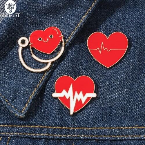 Wholesale Shipping Nurse Doctor Brooch Ambulance Electrocardiogram Enamel Jewelry Hospital Medical Stethoscope Badge Lapel Pin