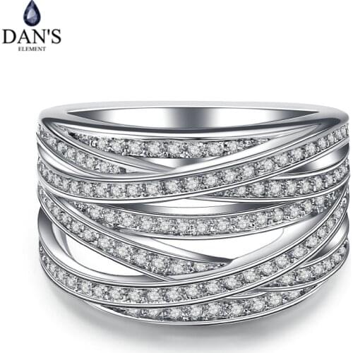 DANS ELEMENT Wedding Engagement Ring For Women Luxurious Hollowed-out Cubic Zirconia Fashion Jewelry Wholesale DEDD017