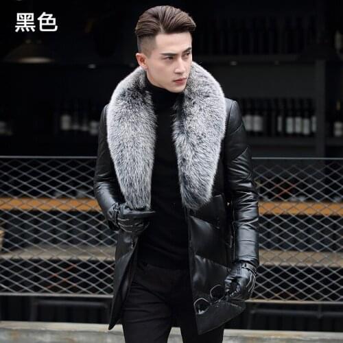 QT1615 dermal down jacket YR003-P1080 for men with long fox collar, lapel and thicker jacket