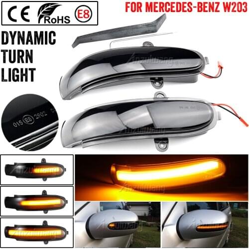 2pcs Dynamic LED Side Rearview Mirror Light Indicator Flowing Turn Signal Lamp for Mercedes Benz C class W203 CL203 S203 00-07