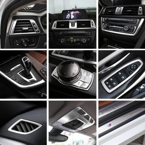 For BMW 3 4 Series 3GT F30 F32 F34 Car Styling interior Gearshift AC CD button Panel Door Armrest Decoration Cover Trim Sticker
