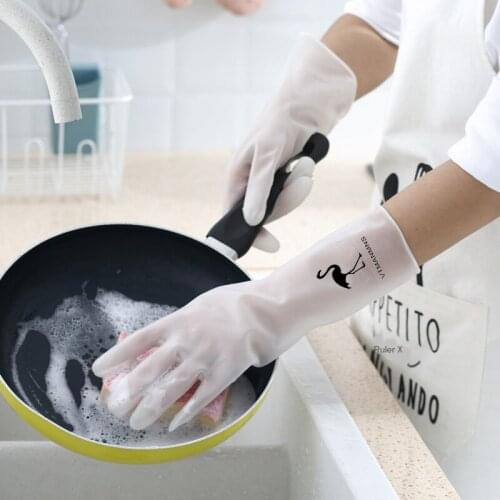 Housework Kitchen Rubber Gloves for Washing Dishes White PVC Laundry Waterproof Cleaning Non-slip Durable Washing Clothes Gloves