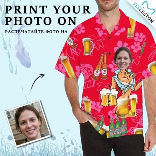 YesCustom T-Shirt Custom Face Photo Cardigan Beach Customize Tee Printed Oversize Male Party Hawaiian Shirt Floral Blouses Tops