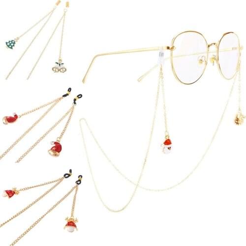 Imixlot Fashion Santa Claus Hat Tree Bells Pendant Glasses Chain Anti-skid Eyeglass Chain Holder Christmas Design Neck Strap