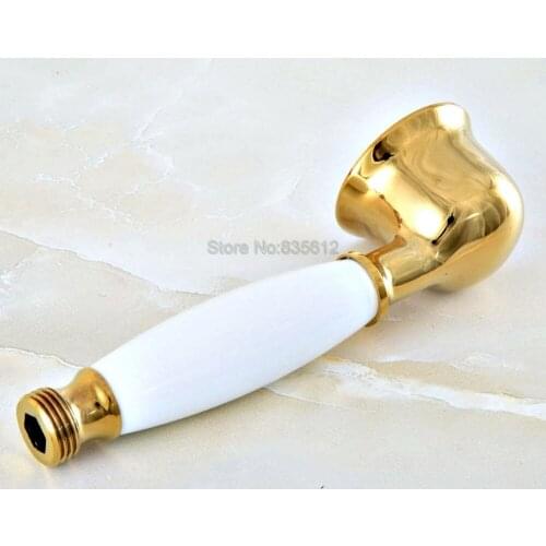 Telephone Style Ceramics Hand Held Bathroom Shower Head / Golden Brass Finish Bathroom Handheld Shower Head Accessory thh048
