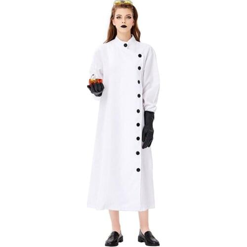 Halloween Frankenstein Garment Lab Researcher Role Playing Suit White Scientist Coat with Glasses Cosplay Costume