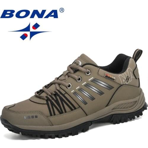 BONA 2020 New Arrival Action Leather Running Shoes Men Comfortable Sneakers Outdoor Walking Sport Shoes Man Lace-Up Footwear