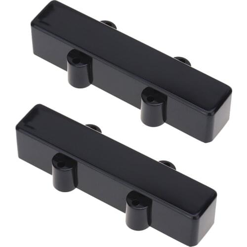 Musiclily Pro Plastic F91.6/R95mm Jazz Bass Pickup Covers No Holes Set for Fender J-bass, Black (Set of 2)