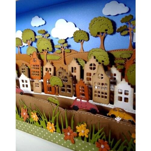 Mmao Crafts Metal Steel Cutting Dies New Tree house car side edge Stencil For DIY Scrapbooking Paper/photo Cards Embossing Dies