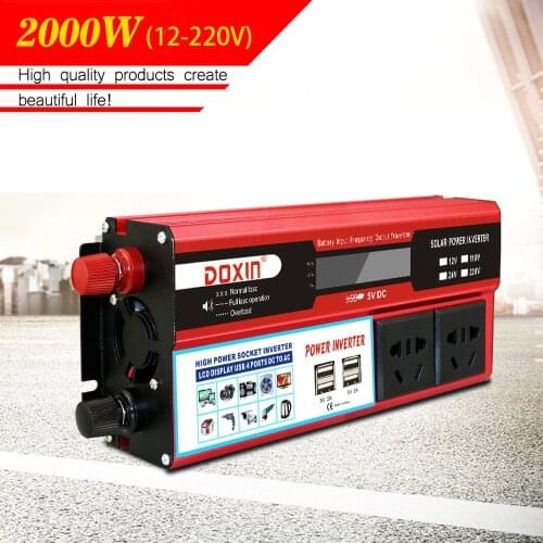 Multi-function 2000W Original Inverter LED Display Car Solar Inverter DC12V to AC 220V Sine Wave Voltage Converter Adapter Home