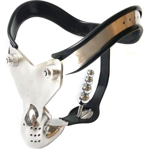 Male Chastity Belt Pants Anal Beads Plug Stainless Steel Silicone Chastity Device Cock Cage Cbt Penis Lock Sex Toys For Men