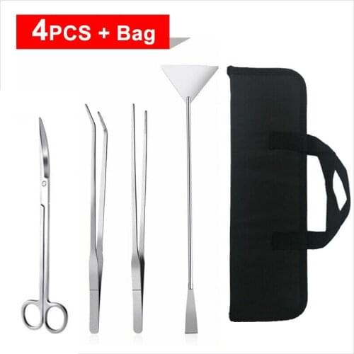 4PCS Aquarium Tweezers Sets Aquatic Plant Scissors Spatula Set Stainless Steel Aquascaping Tank Maintenance Tools Accessories